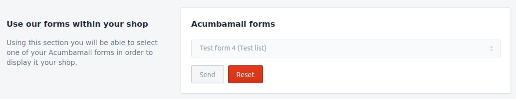 Acumbamail form integration for Shopify